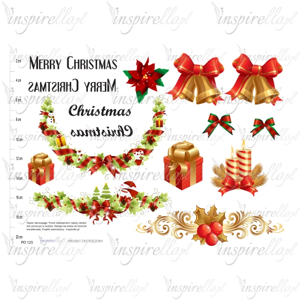 Elektroniczny papier decoupage: Boże Narodzenie - napisy, ozdoby